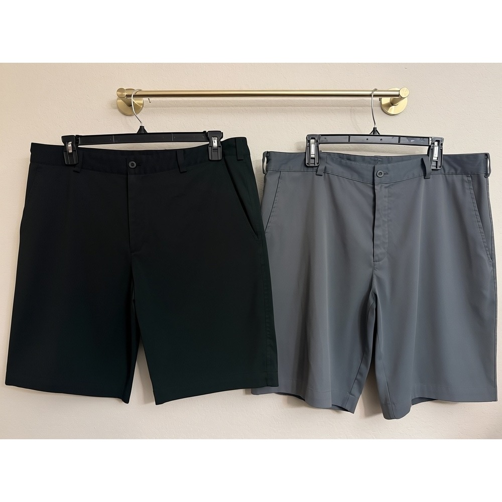 Nike Golf Dri-FIT Shorts Mens 38 Black Gray 2 Pack Flat Front Performance 10in